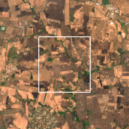 Monthly Sentinel-2 true-colour time-lapse of Gondia locality cell 4760000043 and its surroundings